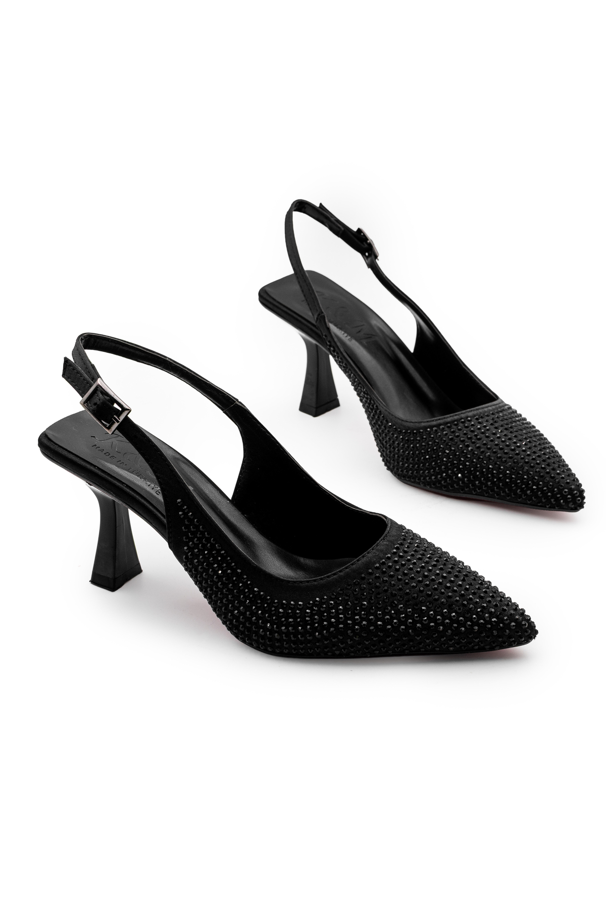 Modaarmada  Siyah yeni sezon taşlı şık kadın topuklu ayakkabı