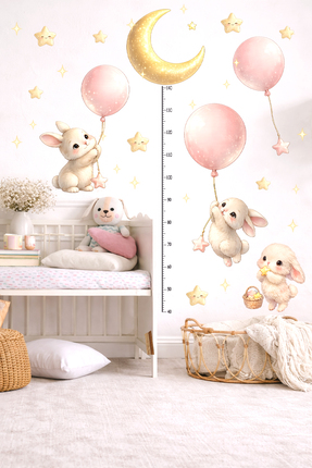 Sticker Sepetim Pembe Balonlu Tavşanlar – Ay Işığında Büyüme Yolculuğu | Boy ...