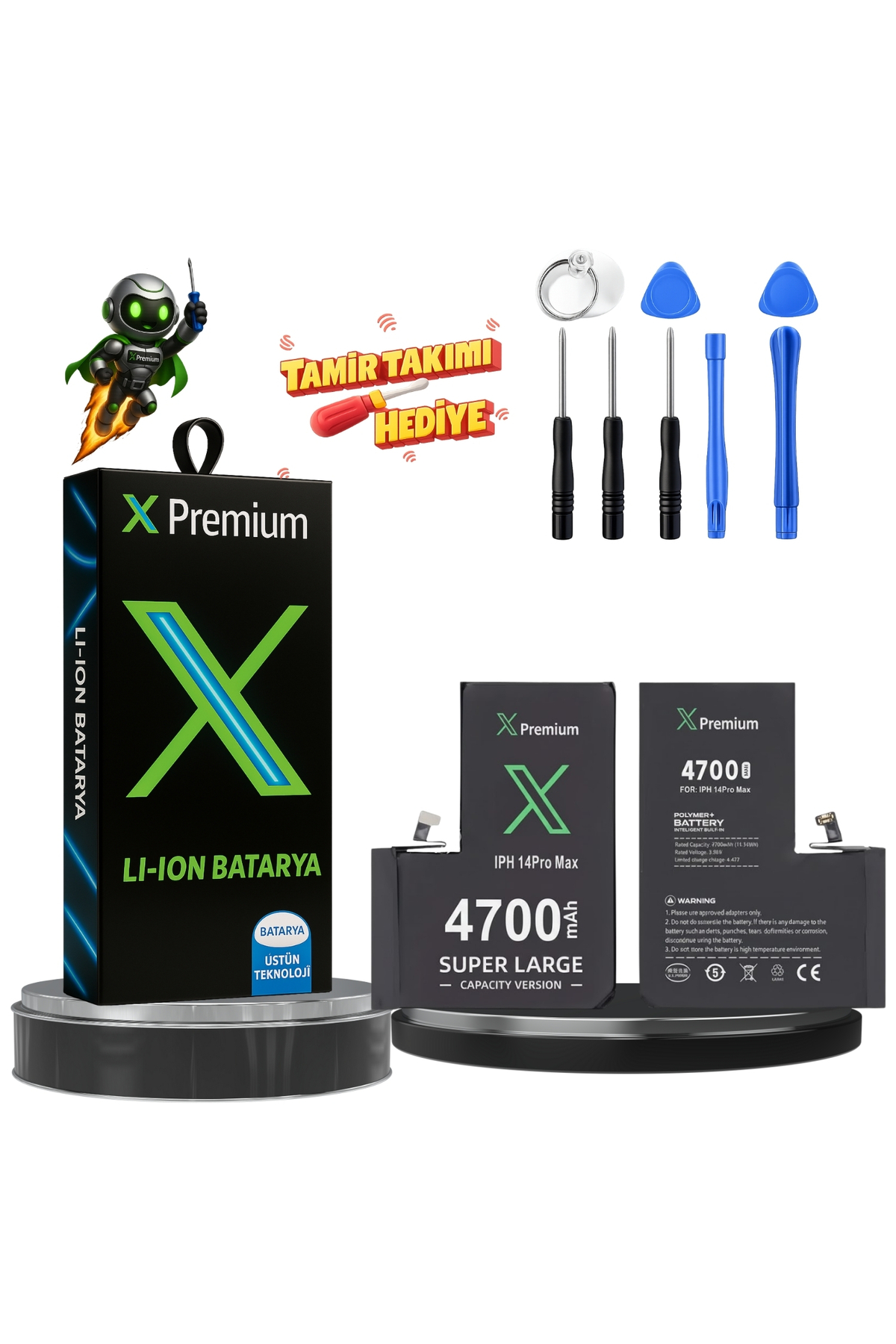 X PREMİUM İphone 14 Pro Max Yüksek Kapasiteli Batarya Pil 4700 Mah