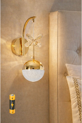 burenze Bruce Modern Kablosuz Pilli Aplik Ledli Aç Kapa Butonlu Gold Sarı