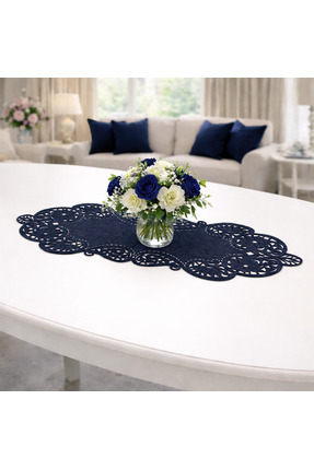 Diva Home Kadife Lazer Desen Kesimli Runner 100x33
