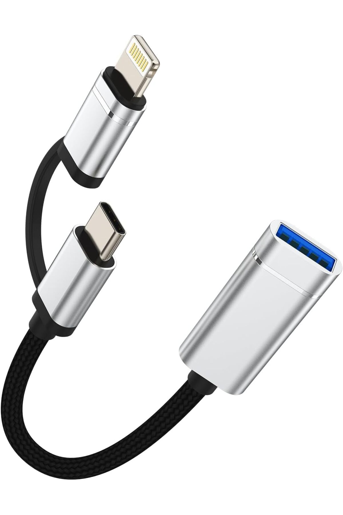 iPhone X/11/12/13/14/15/16 Plus/17 Air/17 Pro Max/18 Duo Uyumlu Type-C/Lightning To USB Çevirici OTG/HUB