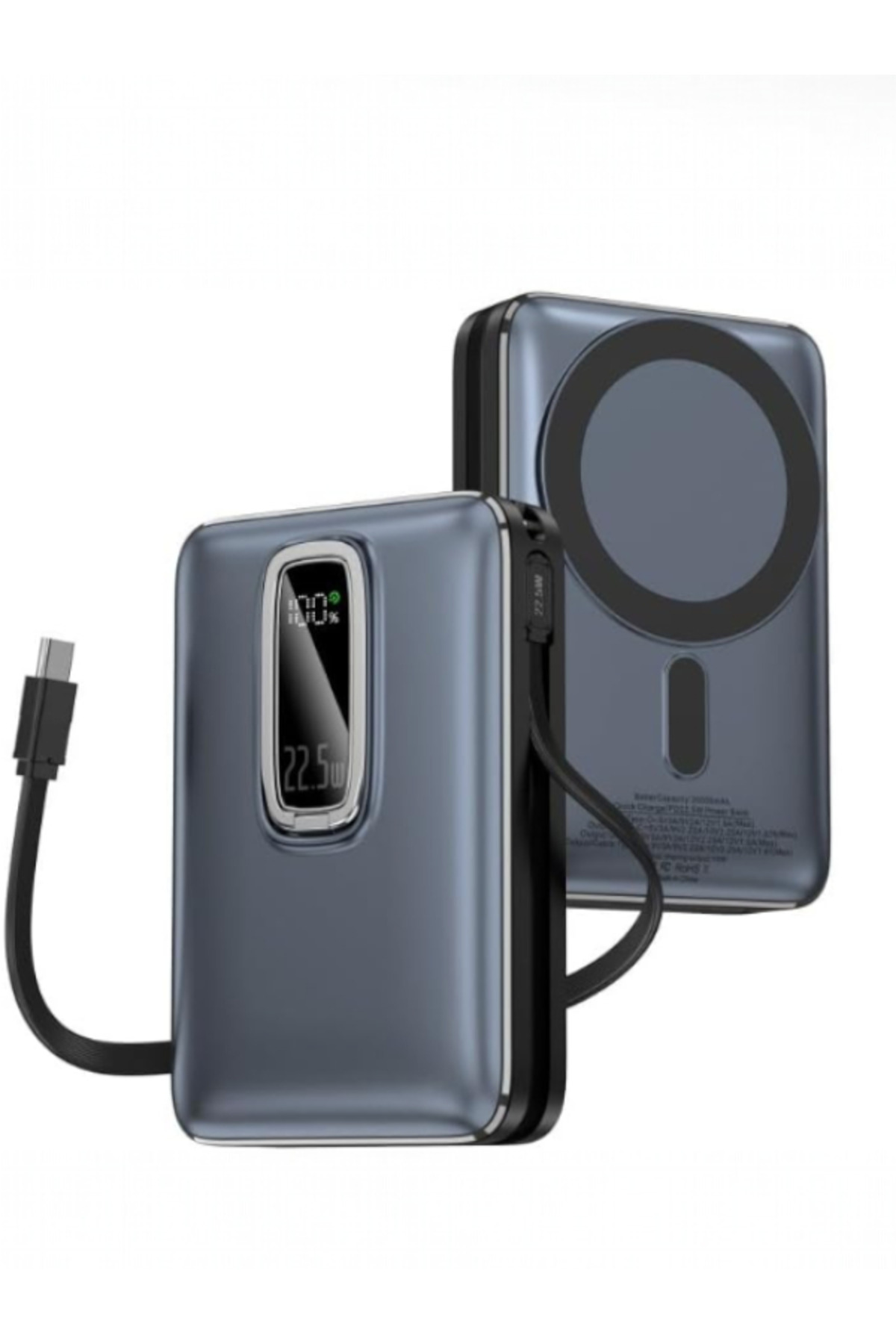 iPhone 11/12/13/14/15/16 Plus/17 Pro Max/18 Duo Uyumlu Magsafe Powerbank Standl Hızlı Şarj Type-C USB QC PD