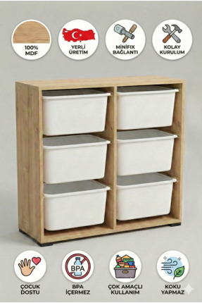 yabilmo %100 MDF Gövde Kolay Minifix Bağlantı 6 Çekmeceli Çok Amaçlı Oyuncak ...