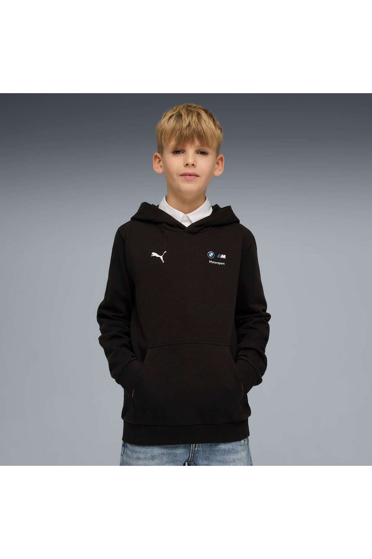 Puma BMW M MOTORSPORT ESSENTIALS Genç Kapüşonlu SWEATSHIRT görsel 5