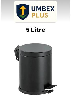 UMBEX PLUS 5 Litre Siyah Metal Pedallı Çöp Kovası Wc Banyo Çöp Kutusu