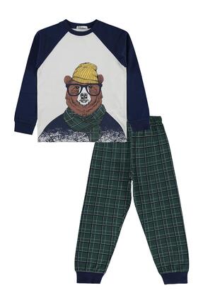 Civil Boys Şapkalı Ayı 6-9 Yaş Pijama Takımı - Lacivert 9-10 Yaş