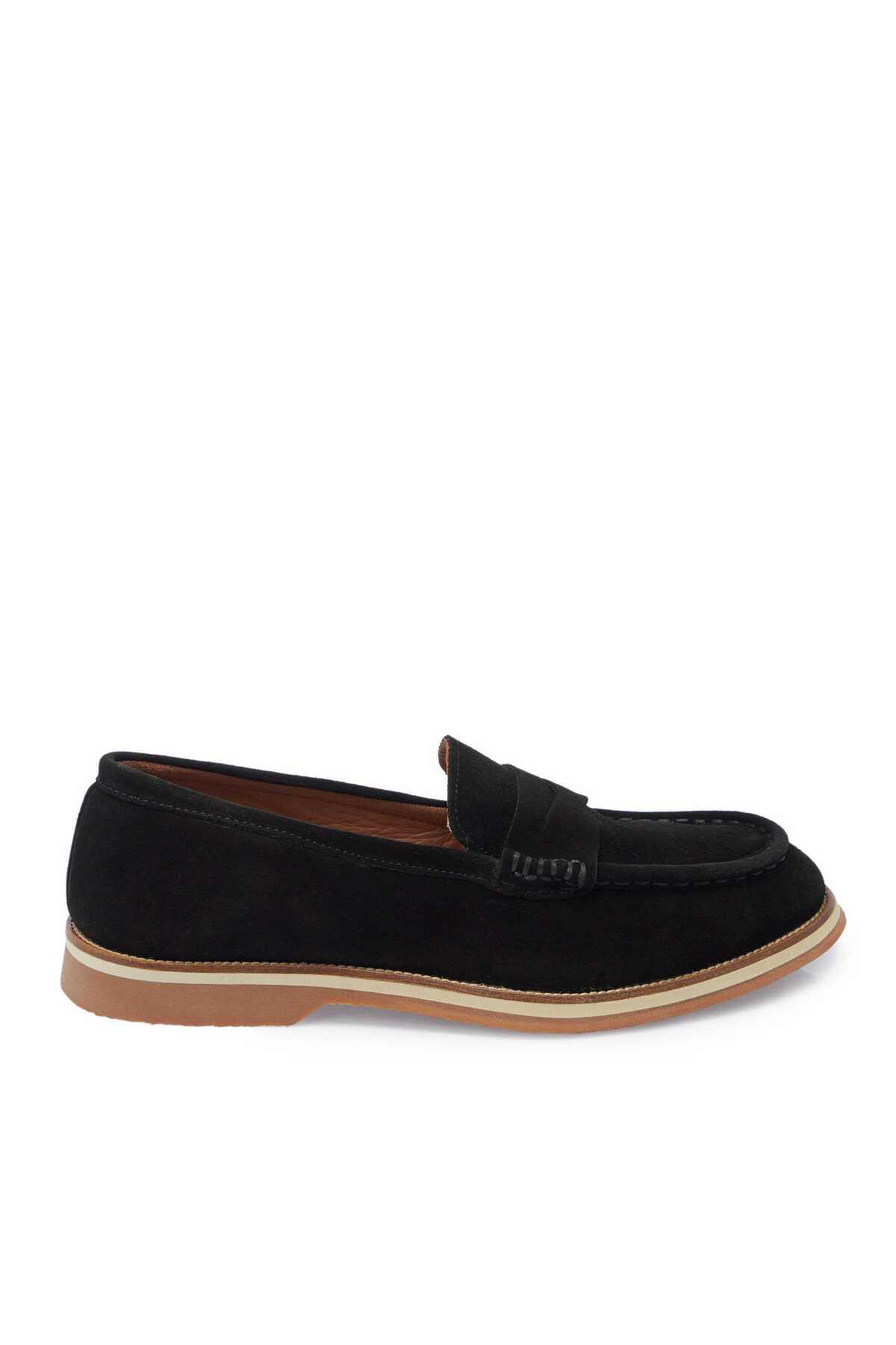Tergan Siyah Hakiki Süet Deri Erkek Loafer - E25I1AY57308-A01