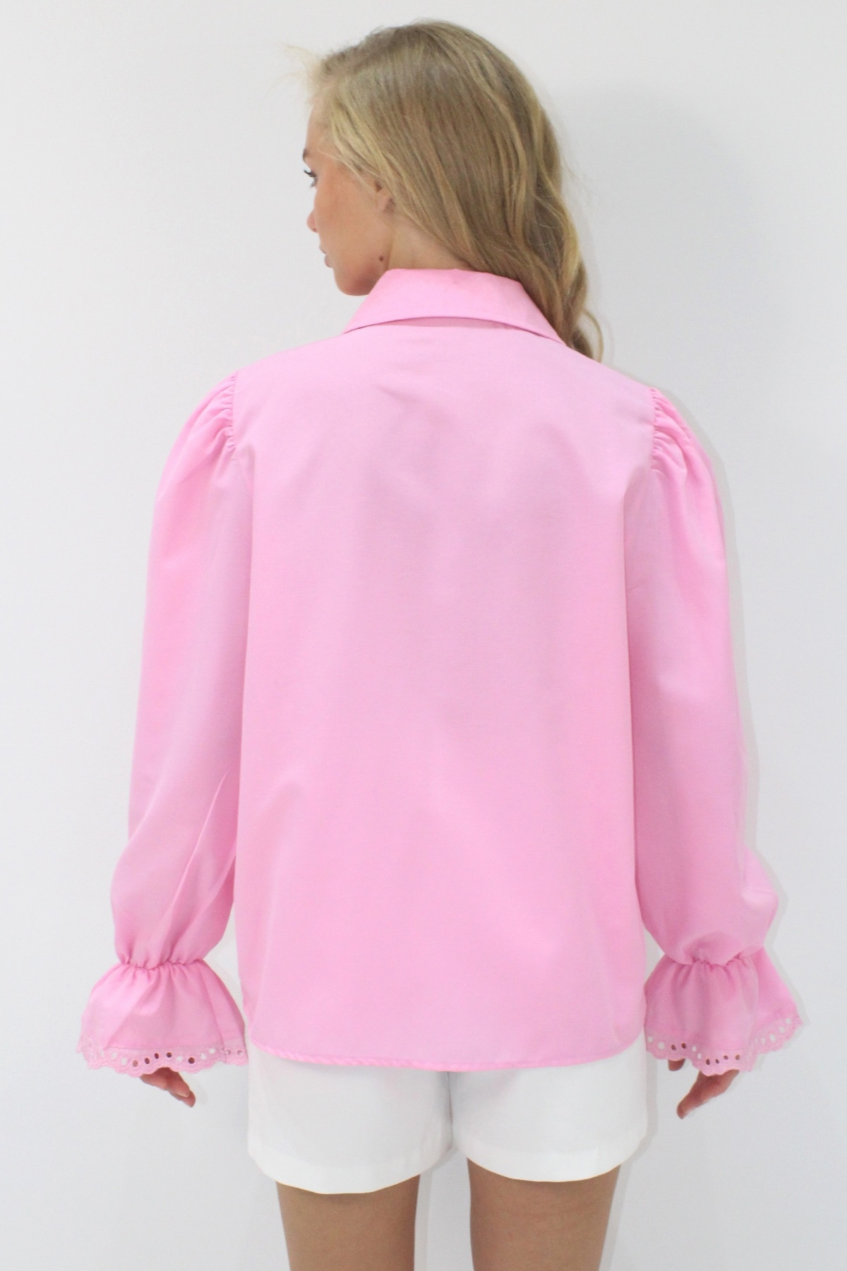 قميص نسائي منسوج مطرز باللون الوردي من نوع Princes...