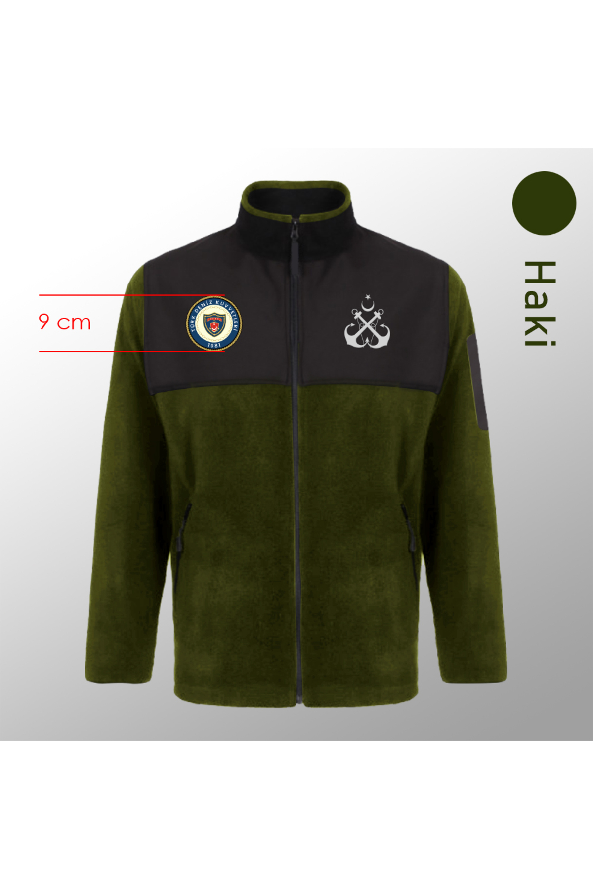 Deniz Kuvvetleri Amblem Tasarımlı-Military-Tüylenme yapmayan Softshell Polar Mont Haki — خاکی ssh-hk-022