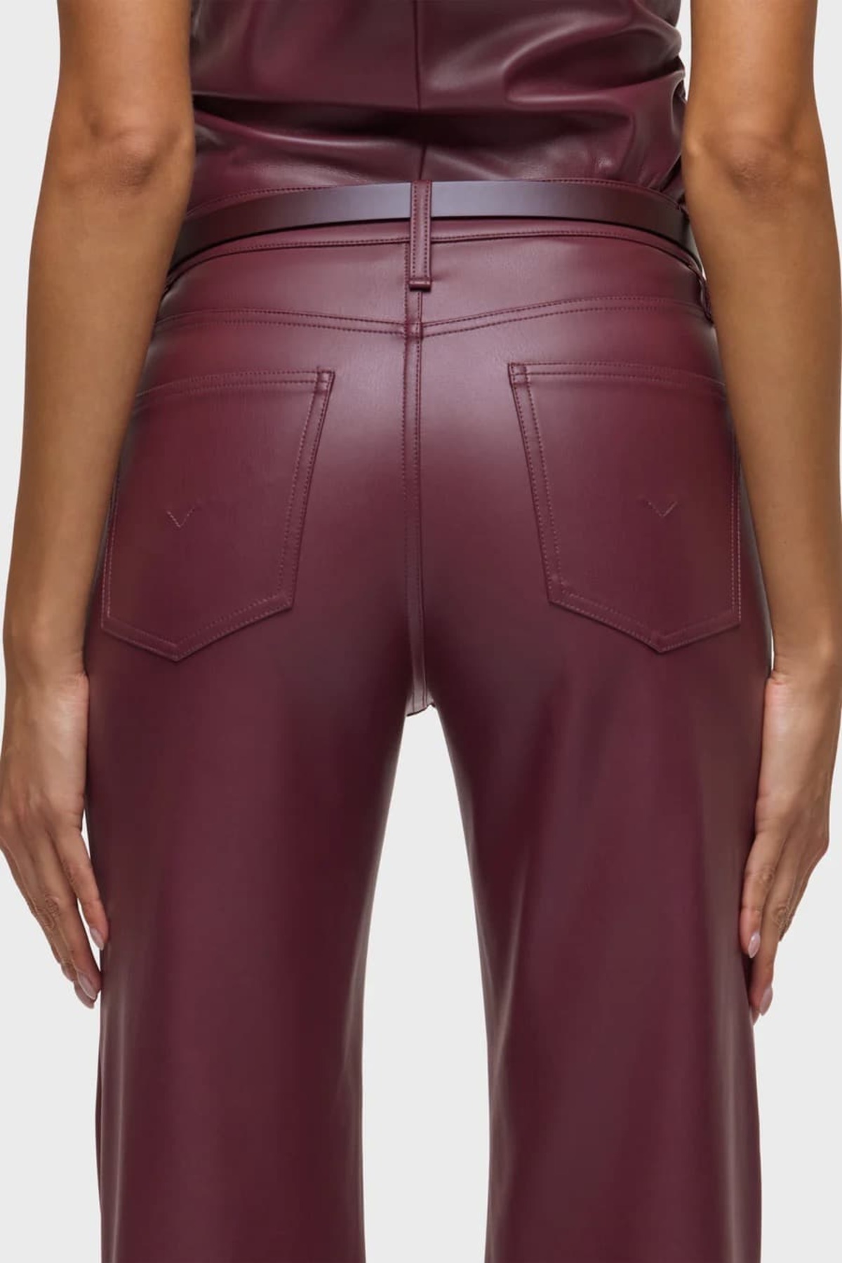 lidyasara  Yüksek Bel Geniş Paça Deri Pantolon - Görsel 4
