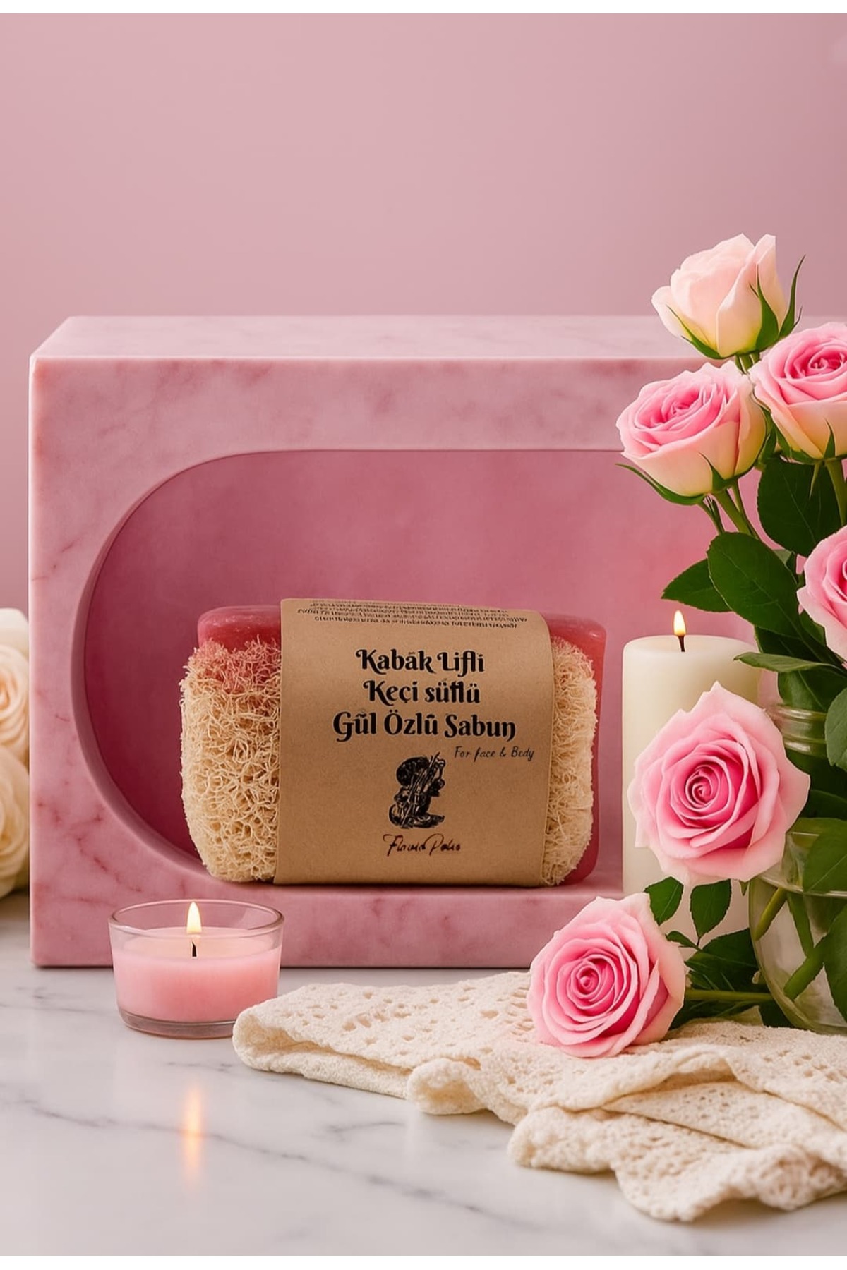 KABAK LİFLİ KEÇİ SÜTLÜ GÜL ÖZLÜ SABUN