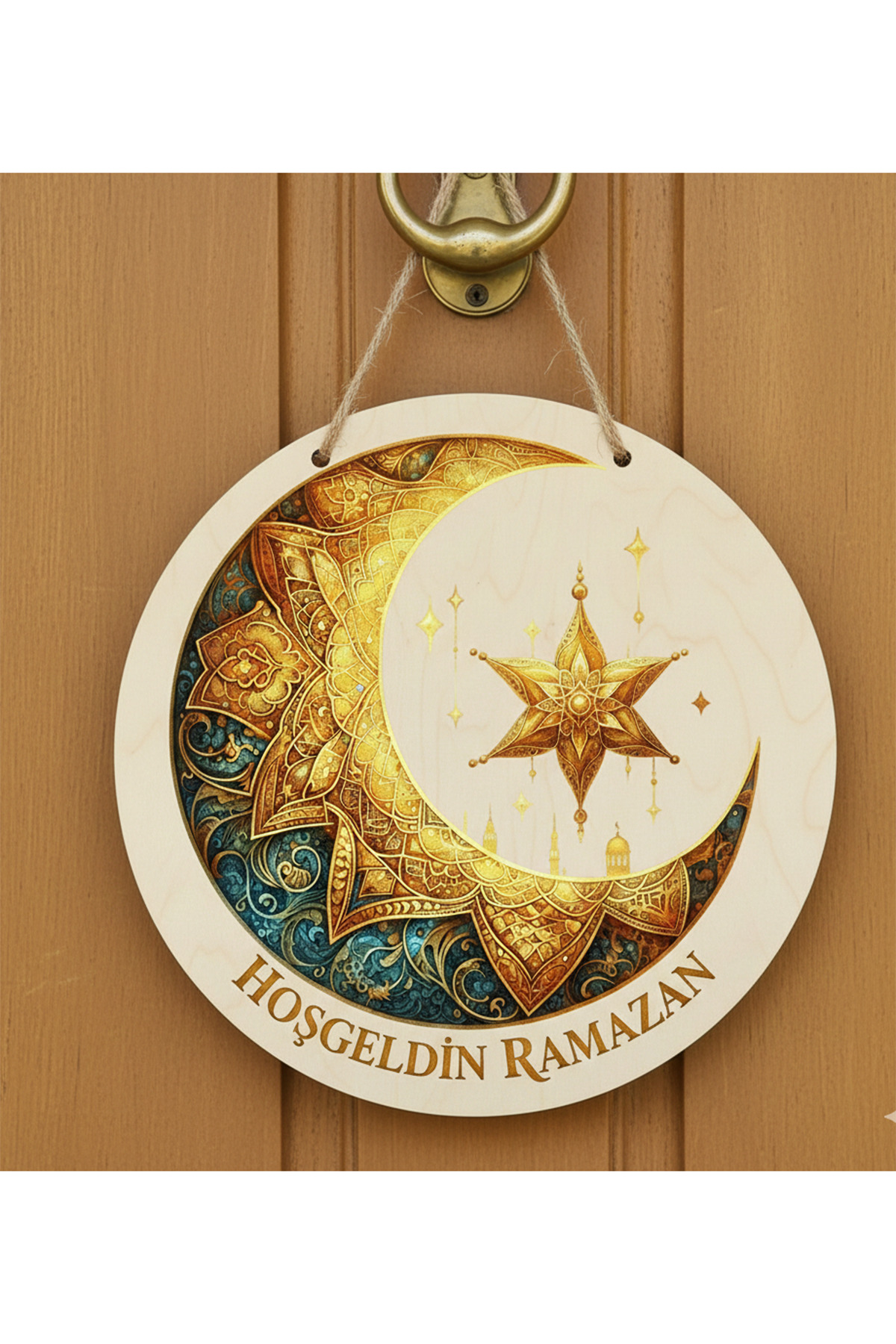 Ramazan Temalı Dekoratif Kapı Süsü Ay Yıldız Detaylı