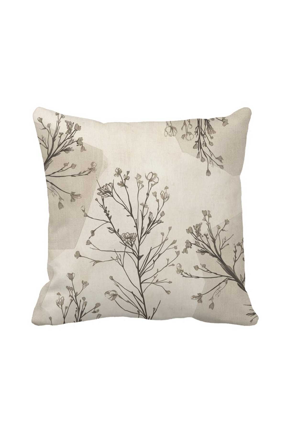Double Sided Minimal Design Floral Pattern 43x43 cm - Modern Pillowcase with Decorative Zipper