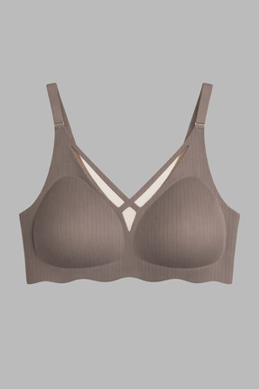 Cottonhill Seamless Bra - Liny | Kahverengi Lazer Kesim Dikişsiz Çizgi Desenl...