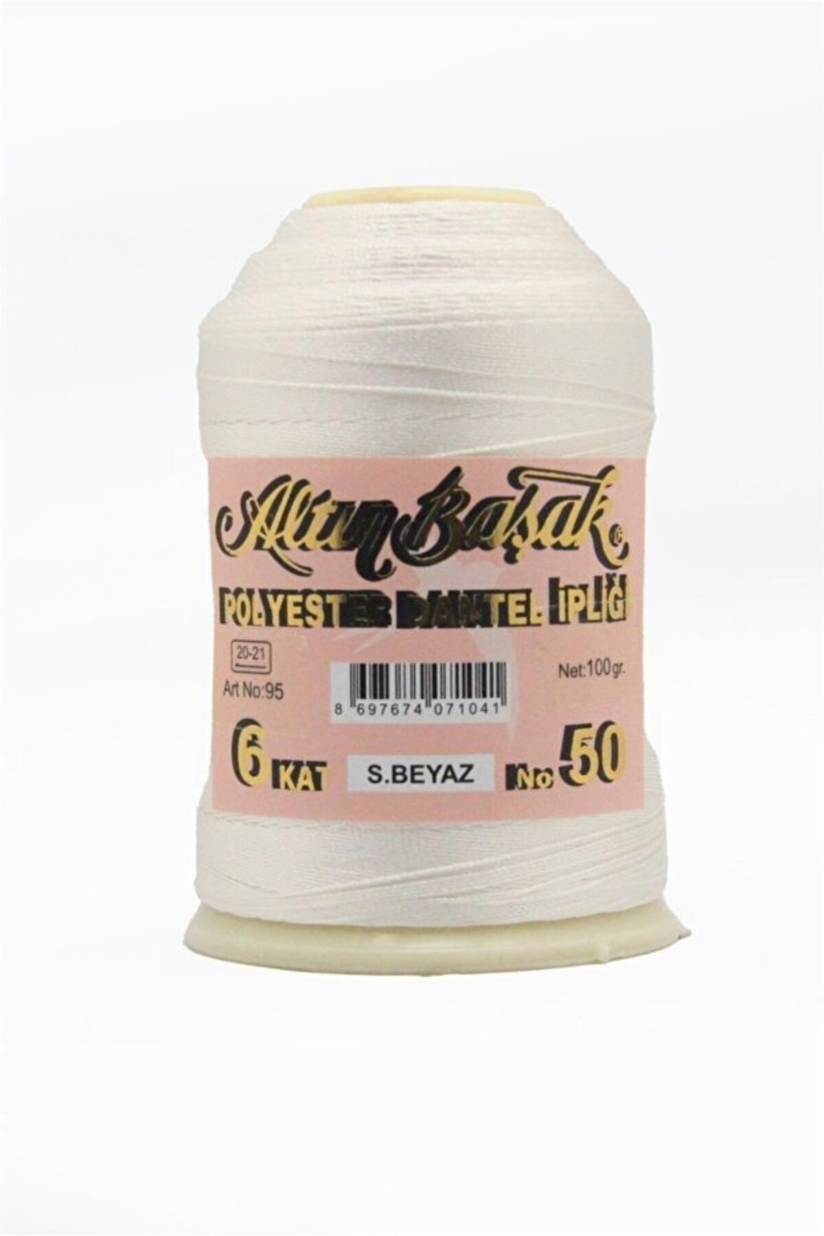 Golden spike polyester lace yarn 6 layers 100 Gr NO:50 COLOR NO: sugar WHITE