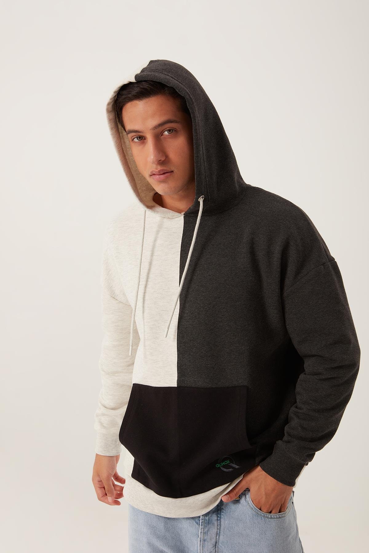 QUHOX Men's 3-Strand Sweatshirt White