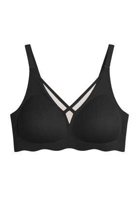 Cottonhill Seamless Bra - Liny | Siyah Lazer Kesim Dikişsiz Çizgi Desenli Dek...