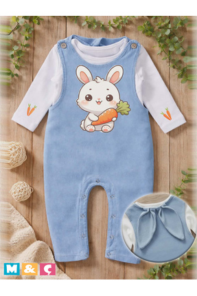 MÇ FAMİLY STORe TAVŞAN KULAKLI BEBEK KOT SALOPET 2Lİ TAKIM BUNNY DENİM OVERAL...