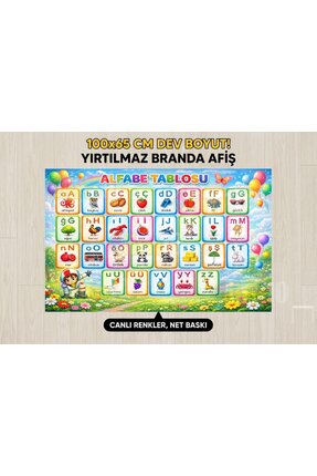 Göktuğ Hediyelik Eğitici Alfabe Tablosu Yırtılmaz Branda - Çocuk Odası ve Sın...