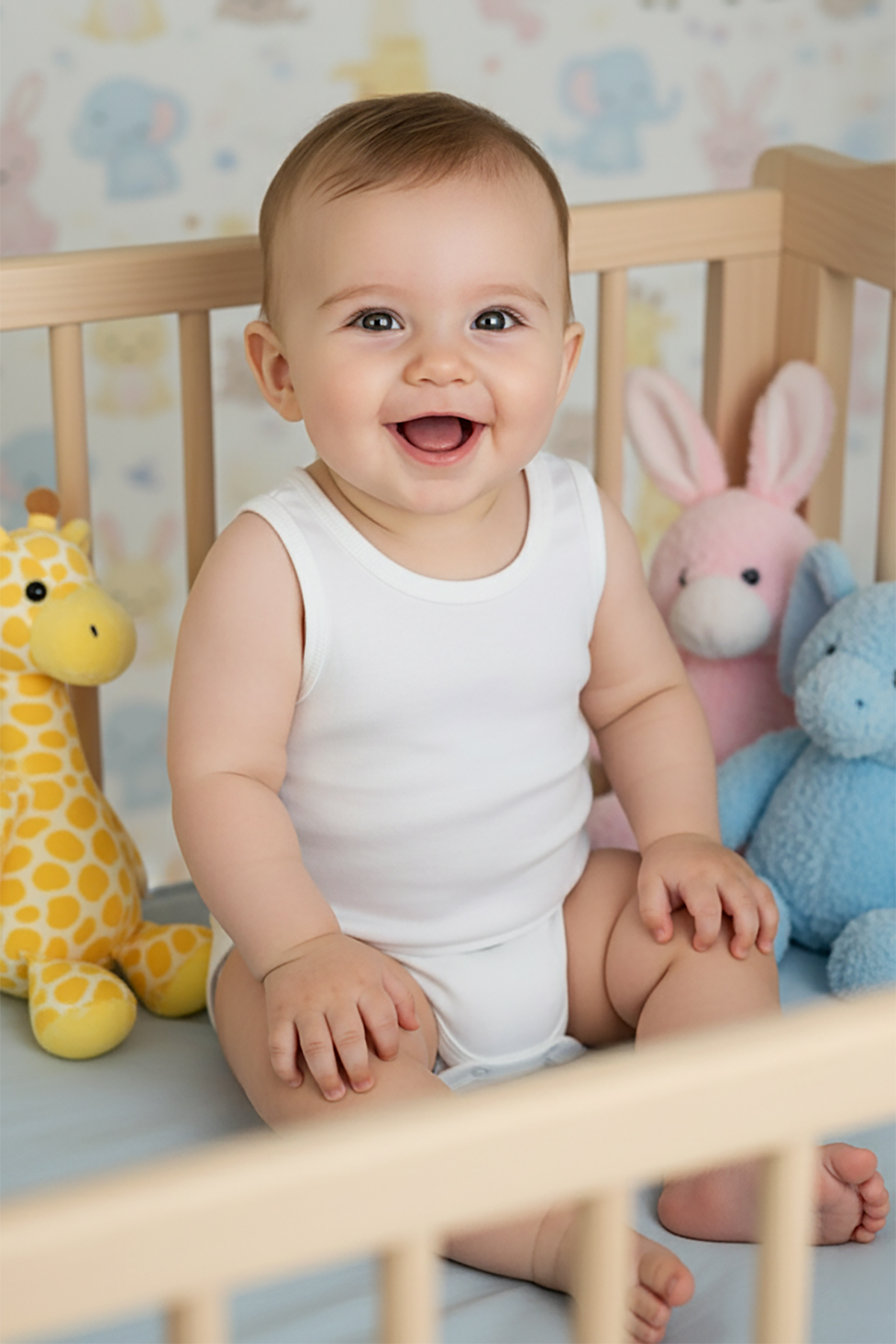 Mini Cotton Kolsuz % 100 Pamuk Ribs Kumaş Basic Kız ve Erkek Bebek Body Zıbın fotoğrafı 5 (önizleme)