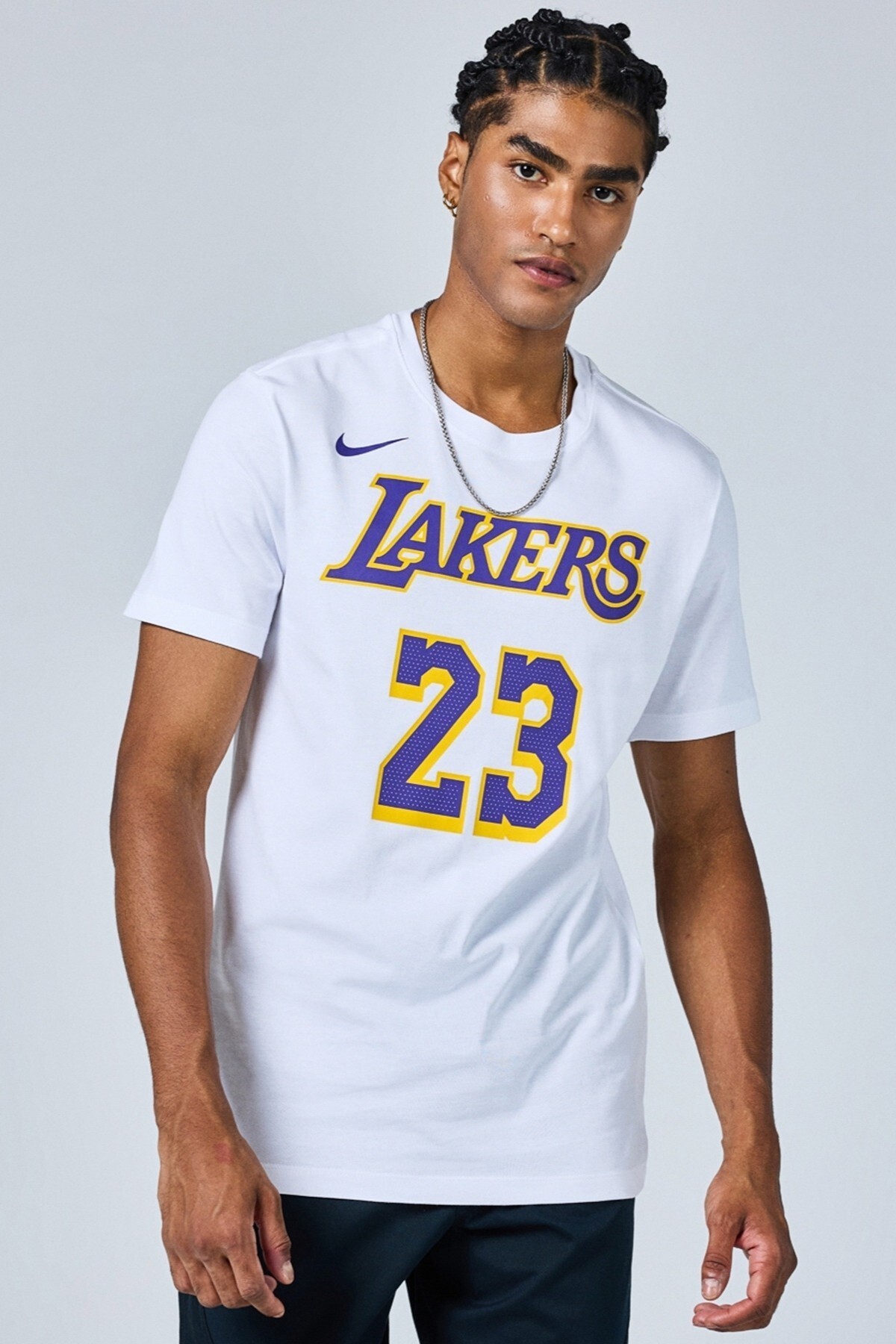 Nike Los Angeles Lakers Mens Tee White Grafik Baskılı Erkek Tişört