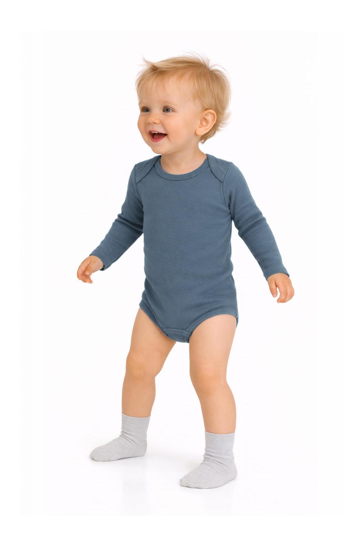 Civil Baby Basıc 3 Lü 0-36 Ay Çıtçıtlı Badi - Gri fotoğrafı 2 (önizleme)