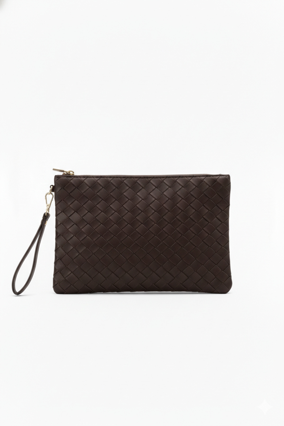 Bagfoni Acı Kahverengi Örgü Desenli El Askılı Portföy Clutch Çanta 25x19 Cm