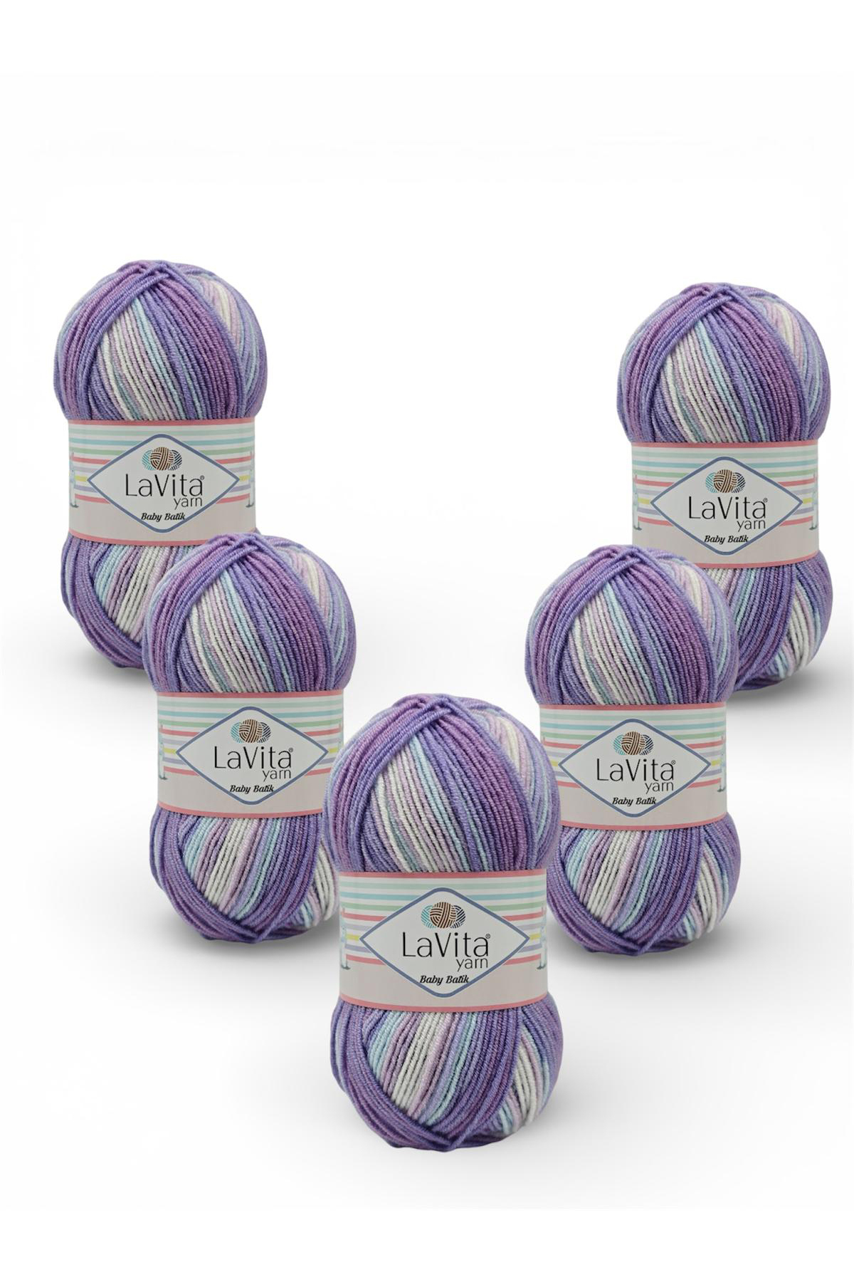 Baby Batik Multicolor Hand Knitting Yarn 100% Acrylic 500gr 5 PIECES(BY14 PURPLE LILAC)