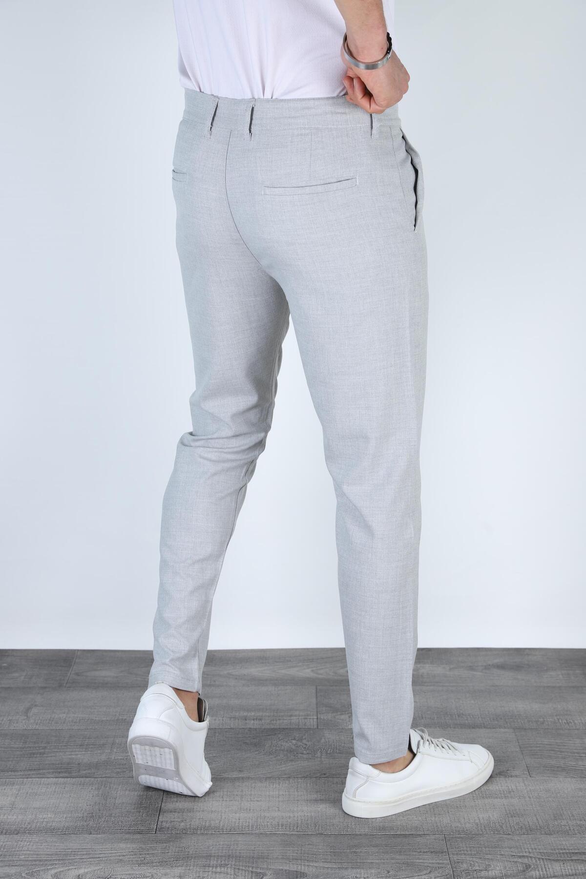 Bürke Erkek Gri Renk italyan Kesim Slim Fit Kaliteli Kumaş Pantolon görsel 4