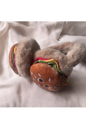 ALS Tasarım Dünyası Kahverengi Peluş KulaklarıSoğuktan Koruyucu Hamburger Sıc...