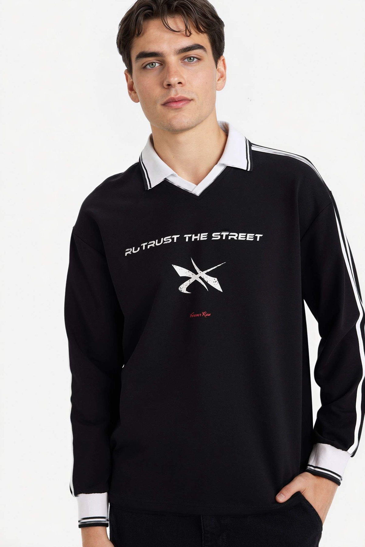 Defacto Cotton Breathable Boxy Fit Printed Sweatshirt F8661Ax26Sp