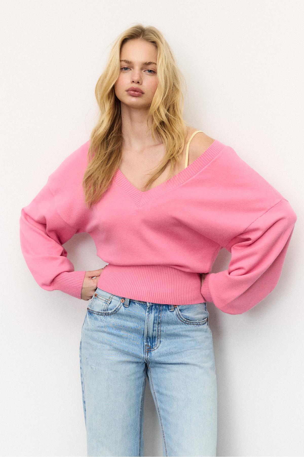 Stradivarius  V yaka yarasa kollu kazak - Görsel 4