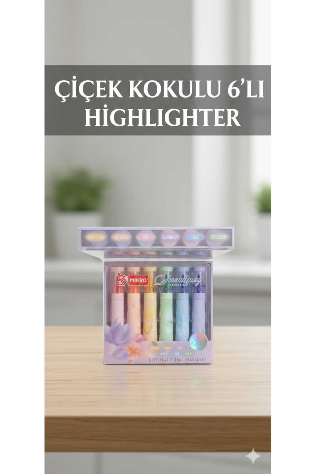 Micro 6-Piece Pastel Flower Scented Highlighter Marker Set Highlighter Pen