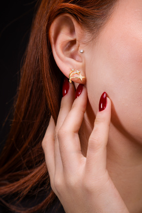 SİLVER KALLİSTE Astra: Altın Kaplamalı Zirkon Taşlı 925 Ayar Yıldız Gümüş Küpe