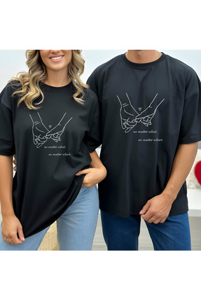 Savnera No Matter Sevgili Kombin Çiftler için 2'li Set Oversize Unisex T-shirt