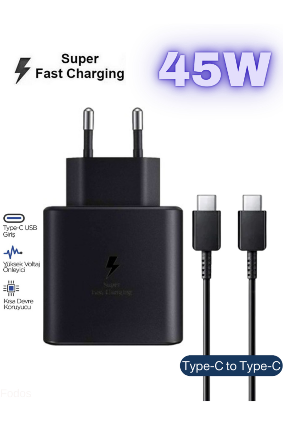S25/S25+/S25 Ultra/S25 FE/S25 Edge Compatible 45 Watt Super Fast Charger - Device - Adapter + Cable