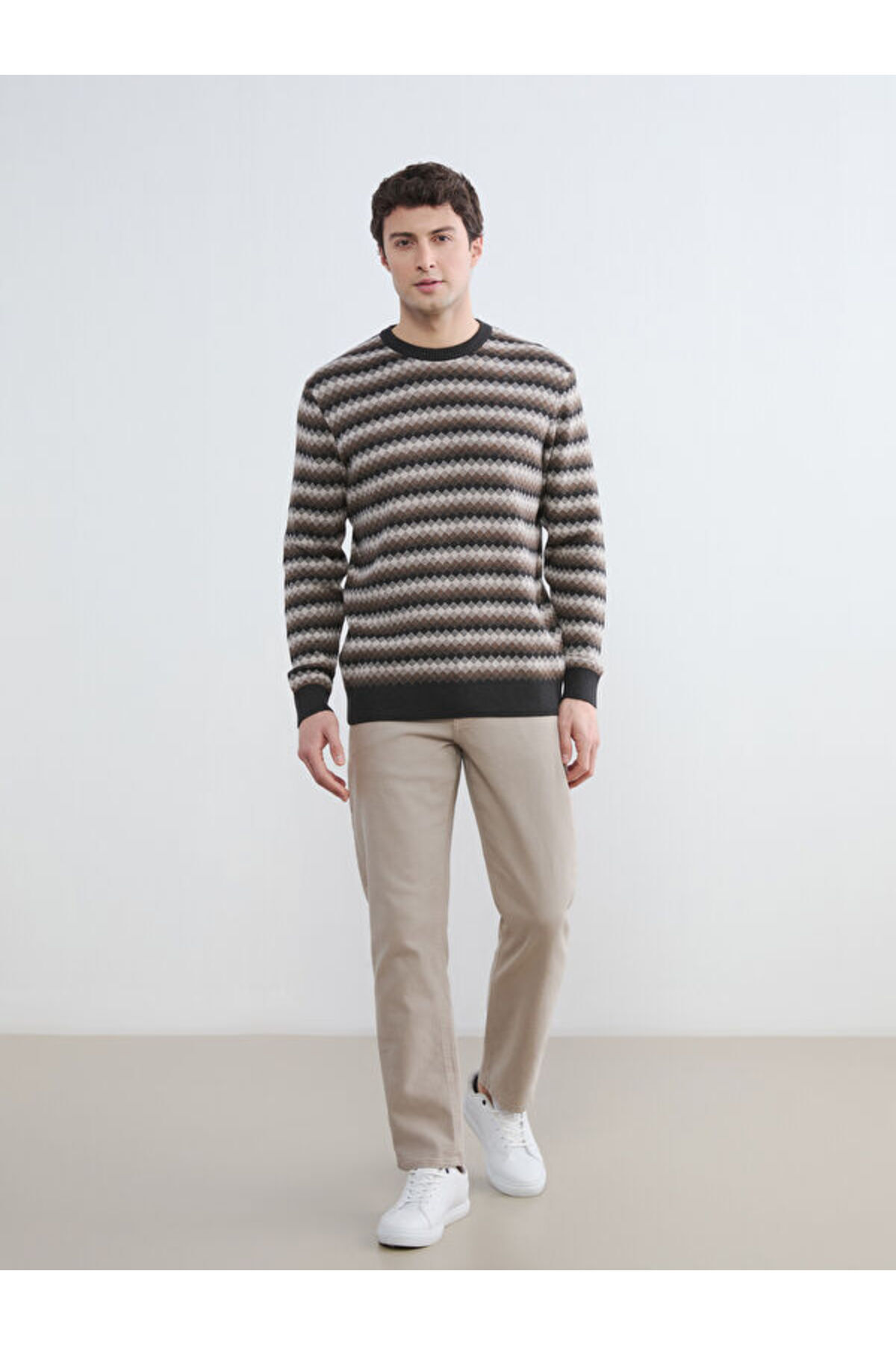 LC Waikiki Timeless Clothing & Zamansız Seçimler Sıfır Roba Yaka İşlemeli Erkek Triko Kazak görsel 2