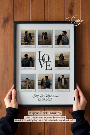 tablodea Sevgililere Özel Love Yazılı Polarid Fotoğar Tasarım Tablo, Şık Sevg...