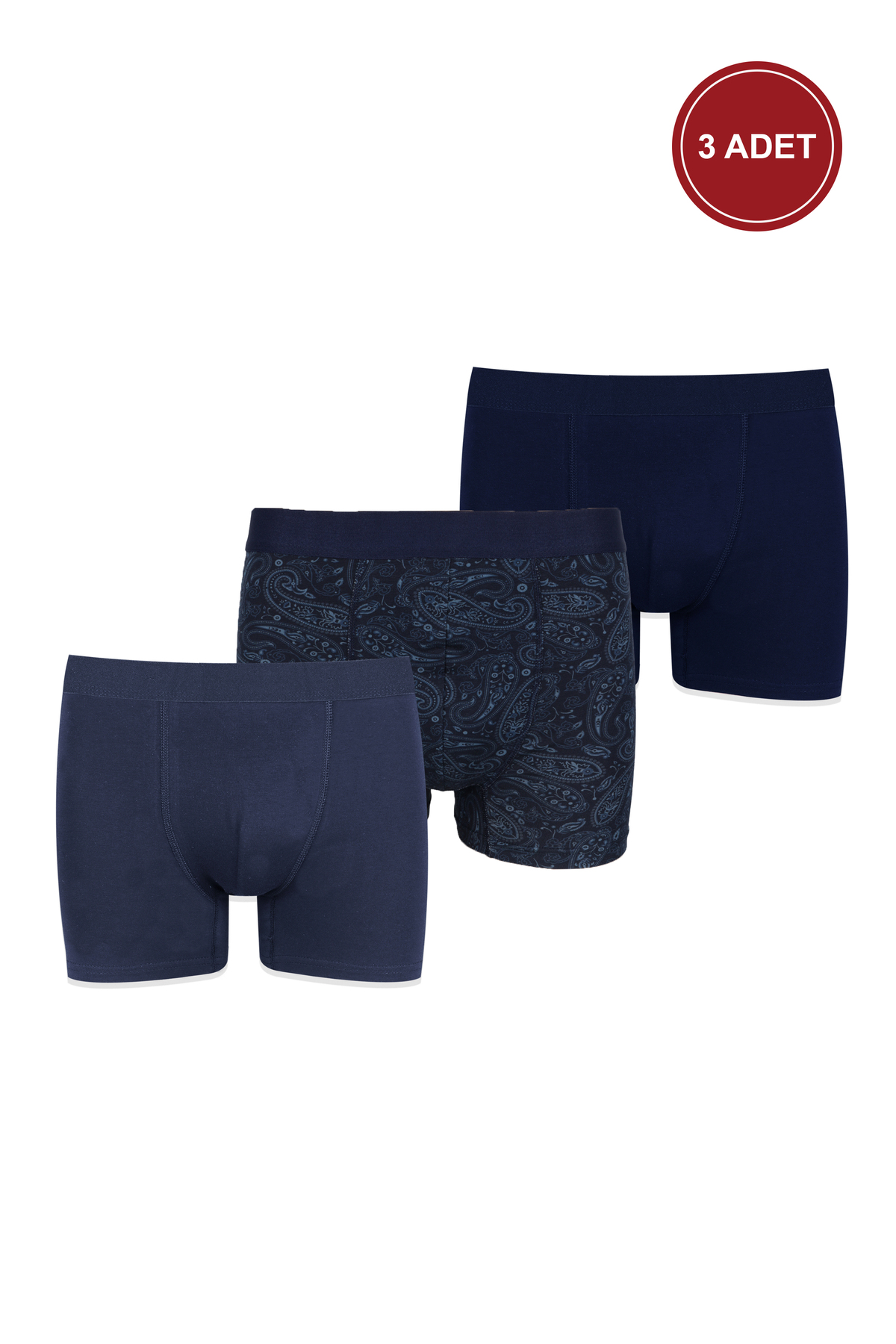 koza iç giyim  Erkek 3'lü Pamuklu Likralı Boxer