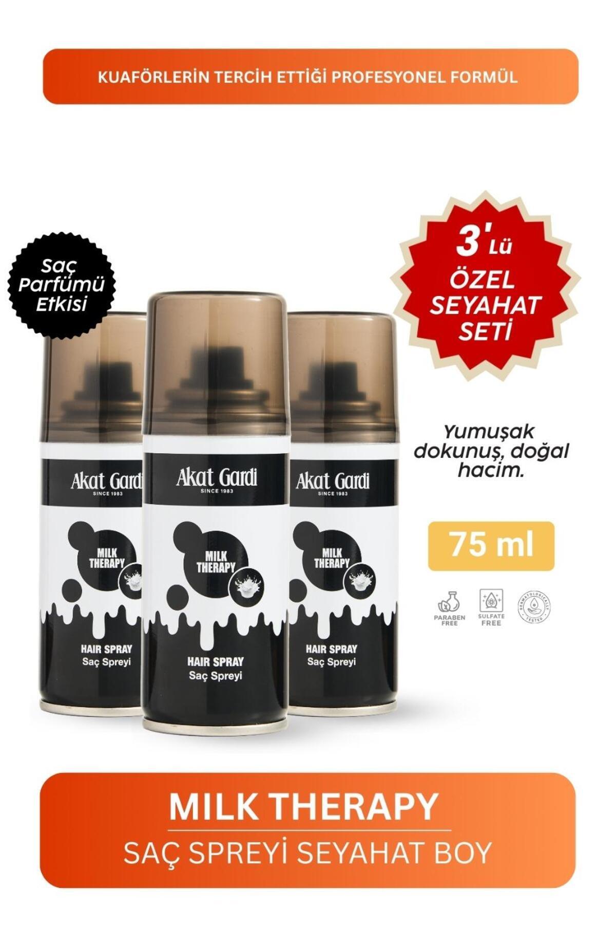 Akat Gardi Saç Spreyi Milk Therapy 75Ml.Süt Kokusu Etkisi Seyahat Boy 3'Lü Özel Seyahat Seti — SeyahatMilk3lüSet