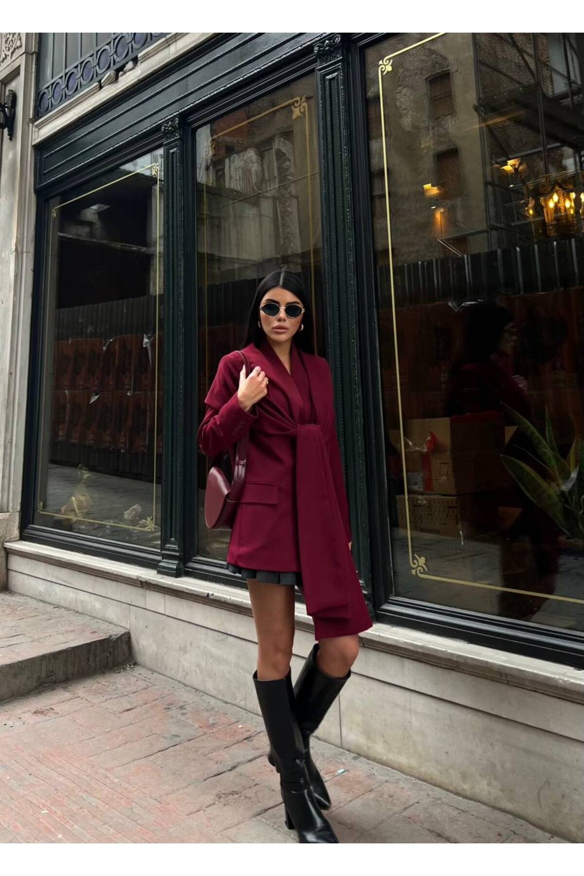 Veste femme avec détail écharpe - Style chic et confortable au quotidien - Görsel 3