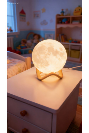 3Dikili design Ay abajur / Gerçek Ay Görünümlü Dekoratif Lamba