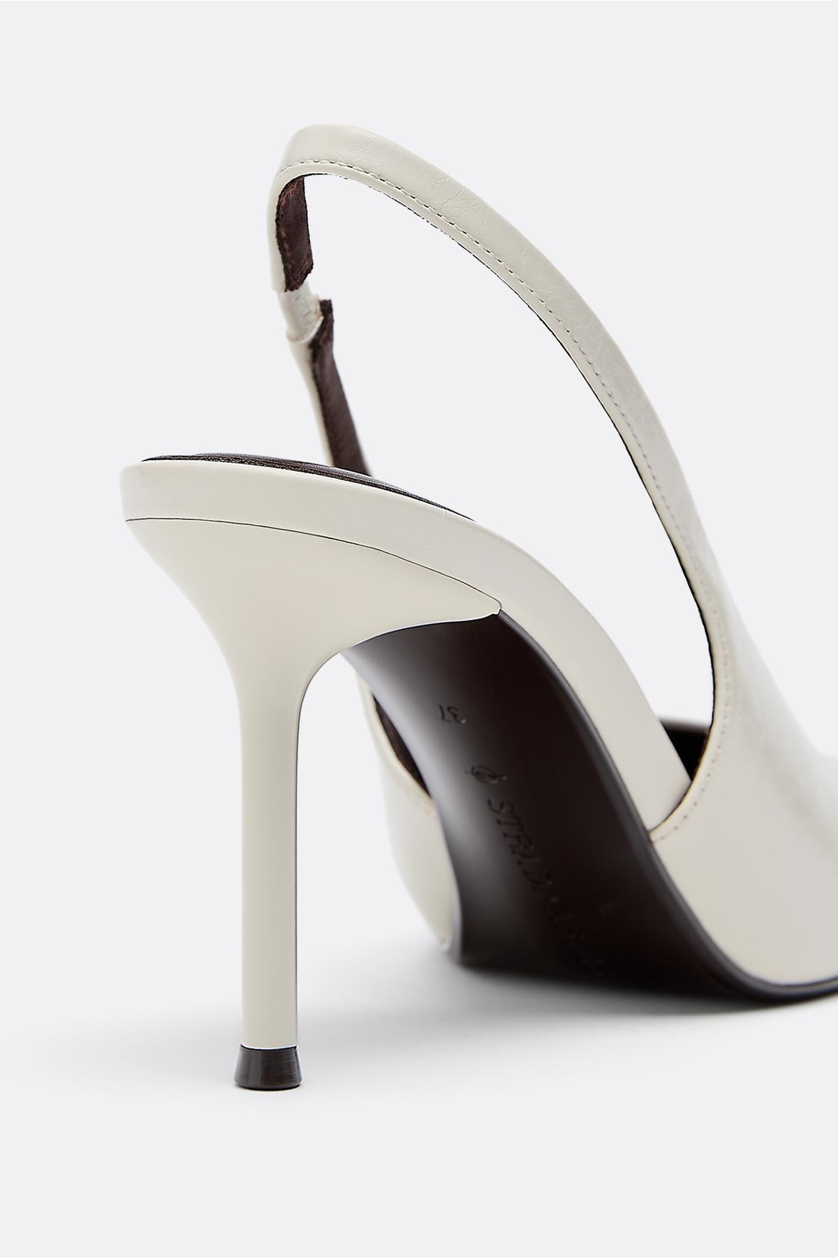 Stradivarius  Suni deri topuklu ayakkabı - Görsel 4