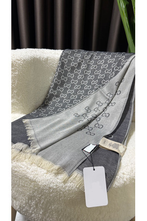 ALURA LUXE G Desen Yün İpek Şal-Kadın Gri Şal