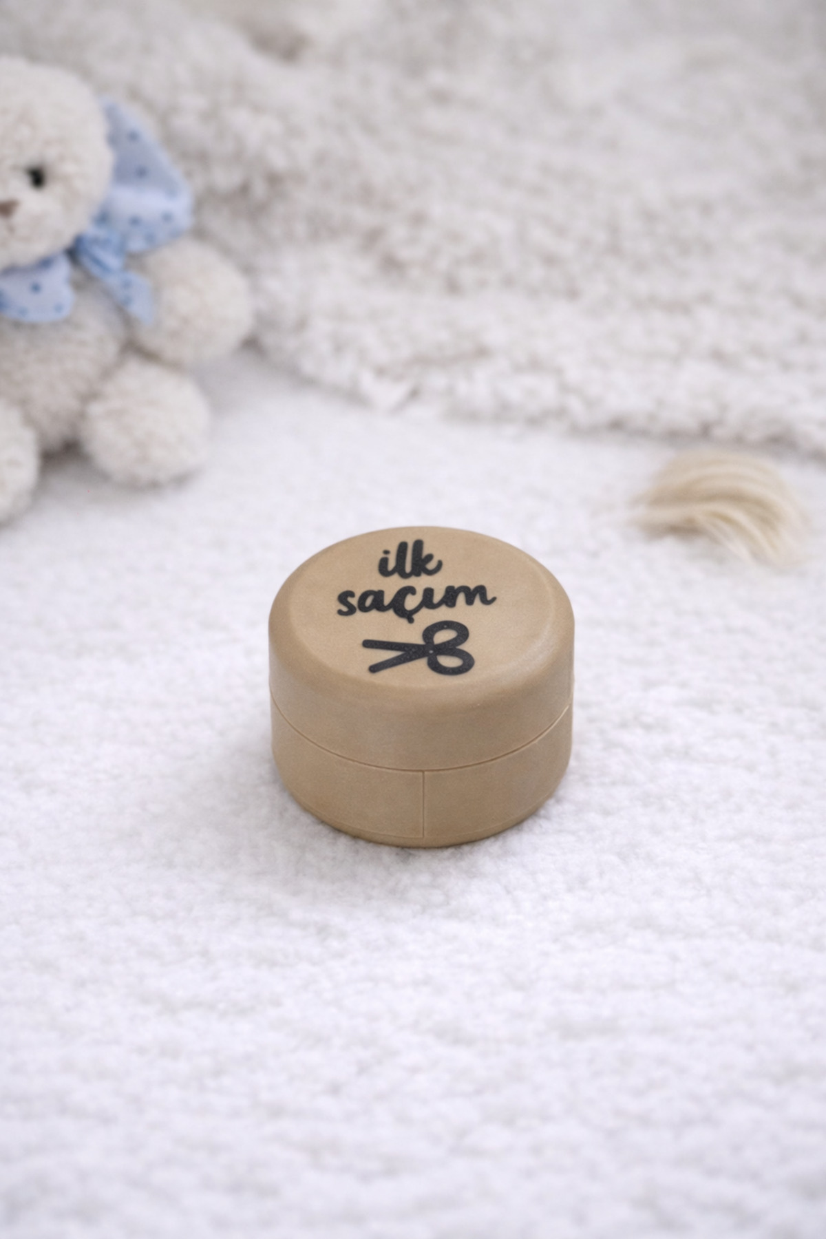 derincase 3D Tasarım Ahşap Görünümlü Plastik Bebek Saç Saklama Kutusu İlk Saçım Hatıra, Bebek Hediyelik, Anı fotoğrafı 3 (önizleme)