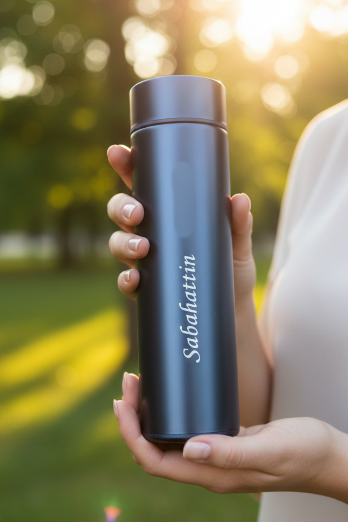MEG TASARIM DÜNYASI Kişiye Özel İsimli 500 ml Dijital Led Isı Göstergeli Filtreli Çelik Termos fotoğrafı 3 (önizleme)