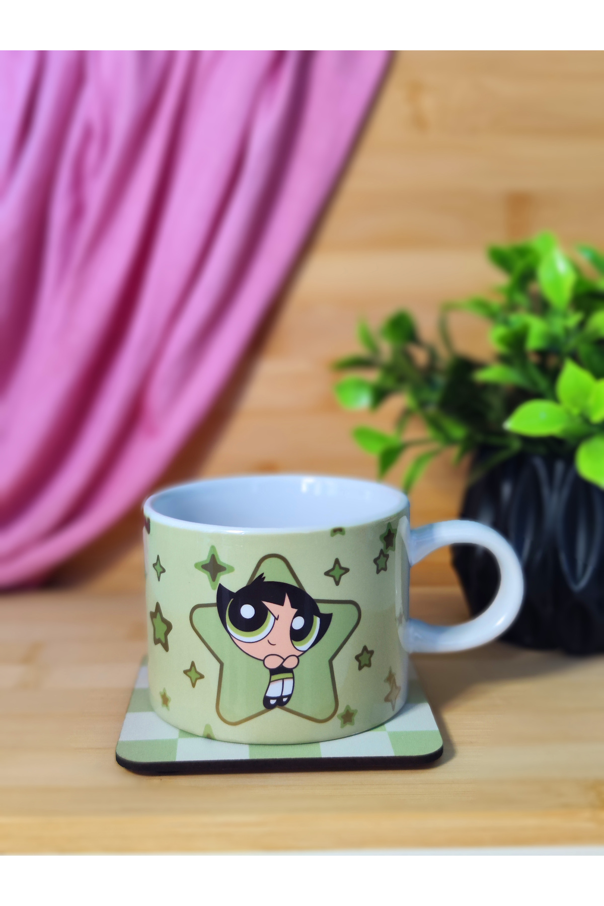 kuttuushop Powerpuff Girls Buttercup Kupa Küçük Bardak Kahve Çay Fincanı ve Bardak Altı fotoğrafı 2 (önizleme)
