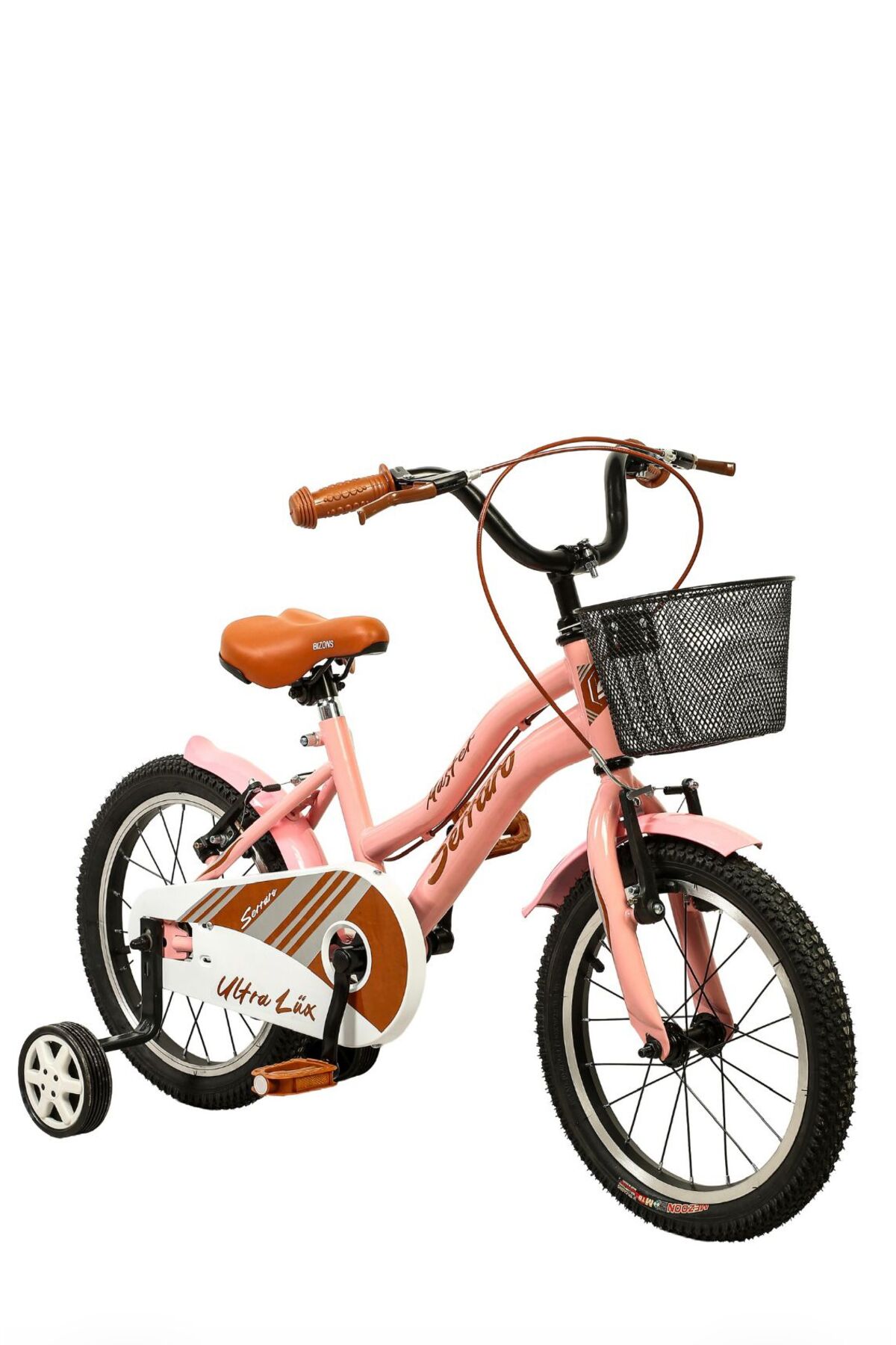 16 Wheel Children's Bicycle Model Pink Steel Fender And Basket Luxury