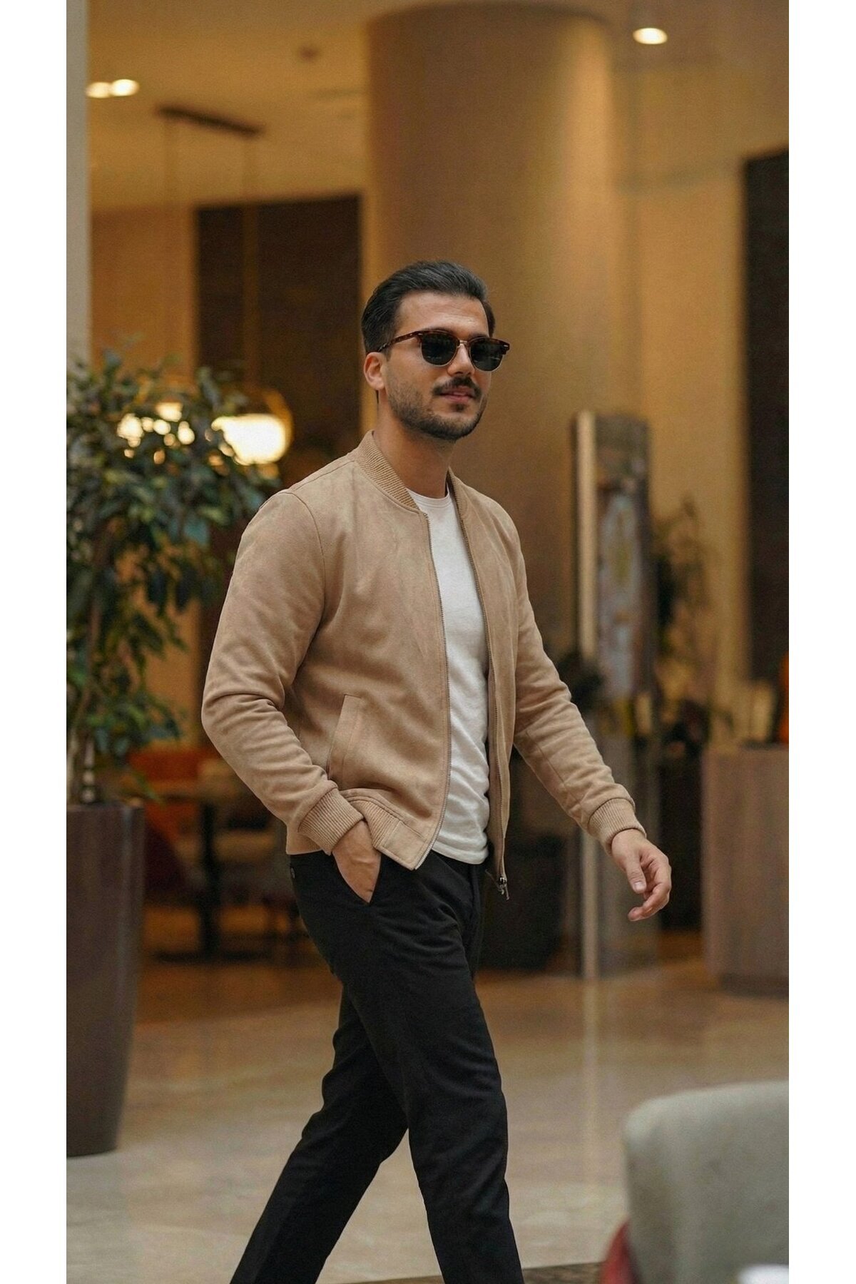 MDKConceptShop Erkek Scuba Süet Kumaş Bomber Hırka görsel 3